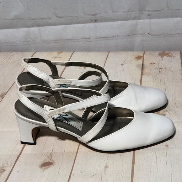 Ros Hommerson Pauly White Leather Round Toe Strappy Pumps Size 8.5M - Picture 8 of 16